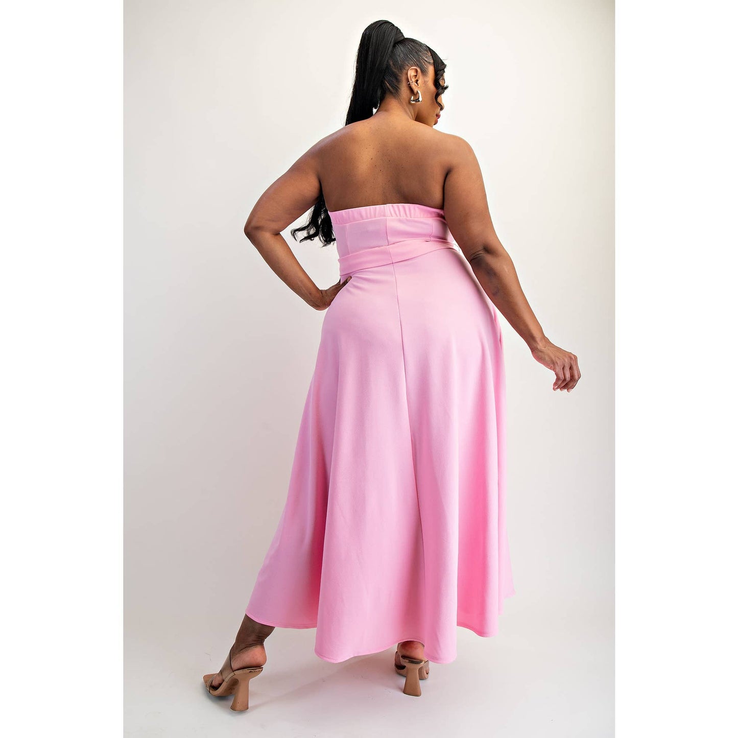 74555cd PLUS SIZE KNIT TUBE MAXI DRESS WITH SELF BELT