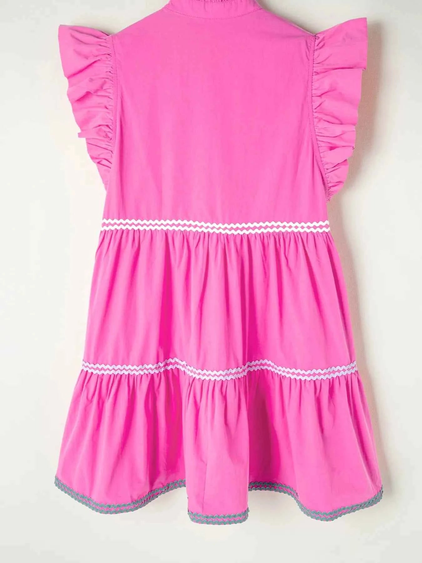 Ric Rac Colorblock Flutter Sleeve Tiered Dress