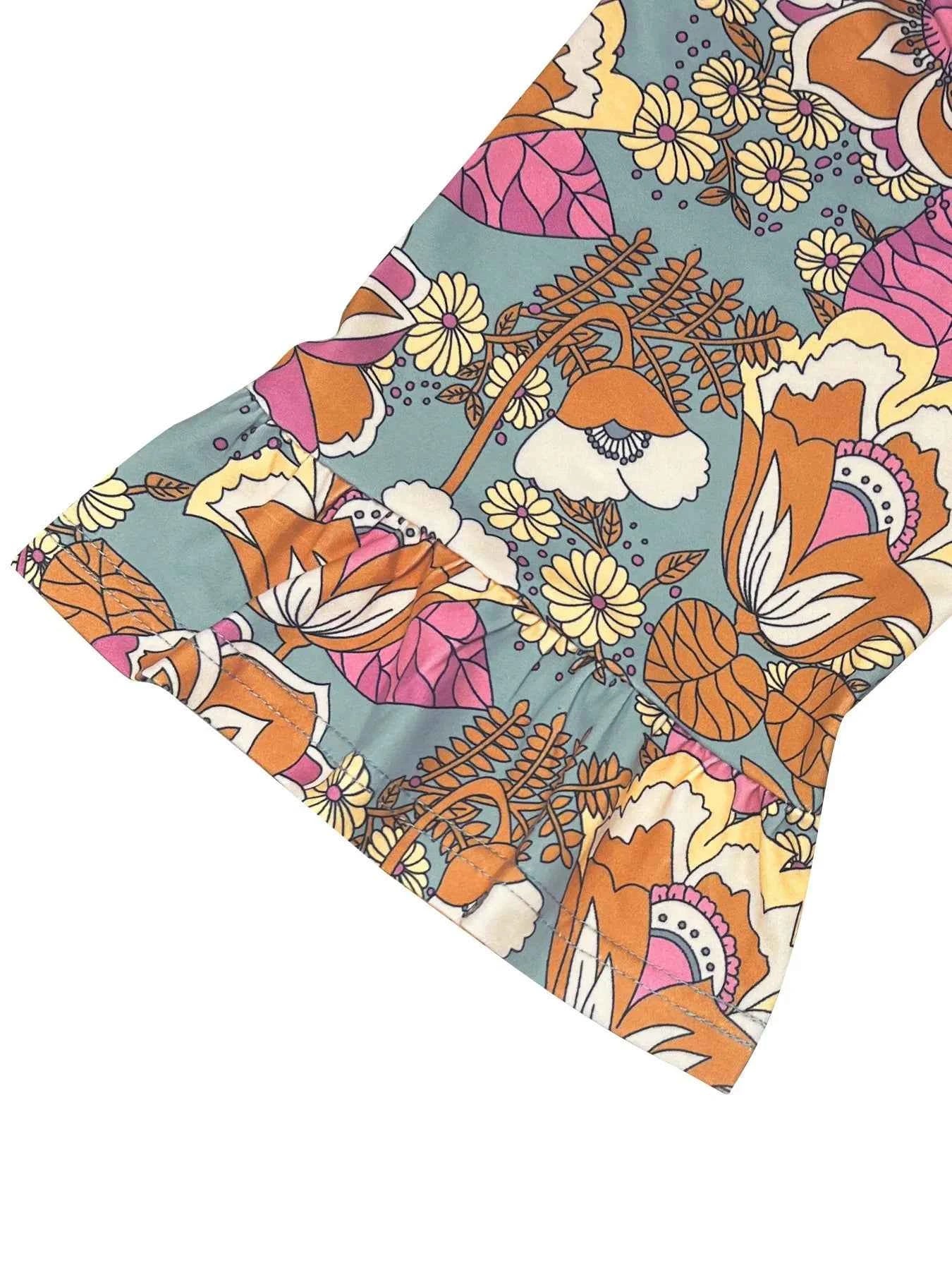 Printed V-Neck Tiered Dress