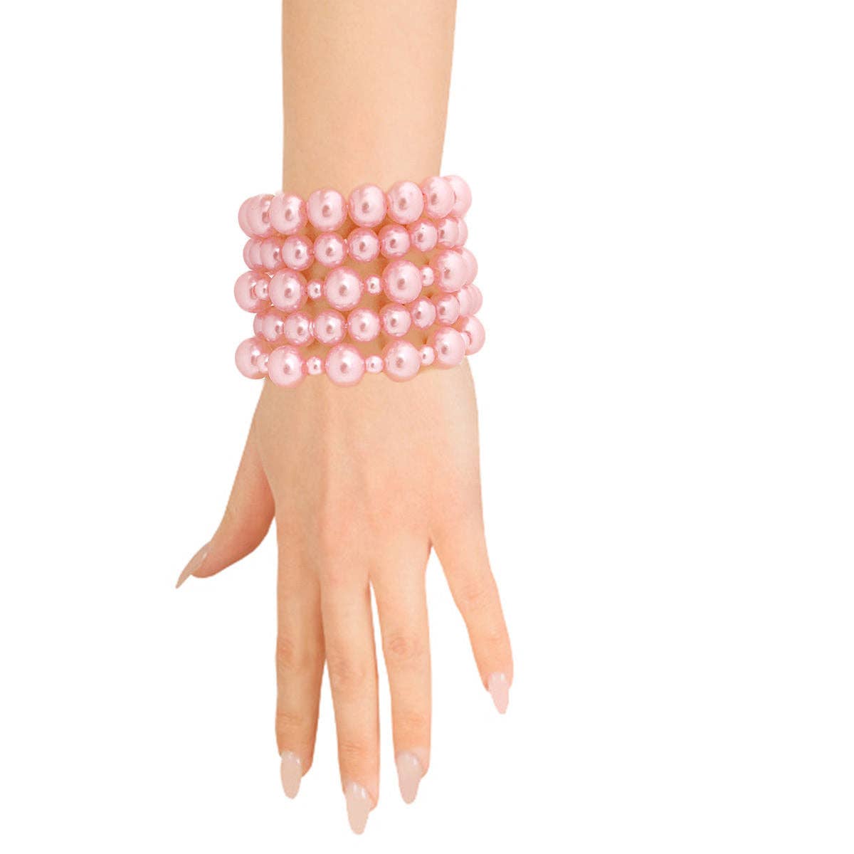 Women's Light Pink Pearl Bracelet Set – AKA Inspired