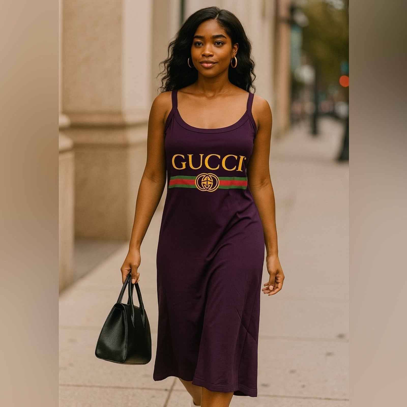 Purple Designer-Inspired Purple T-Shirt Dress with Iconic Stripe Detail (Copy)