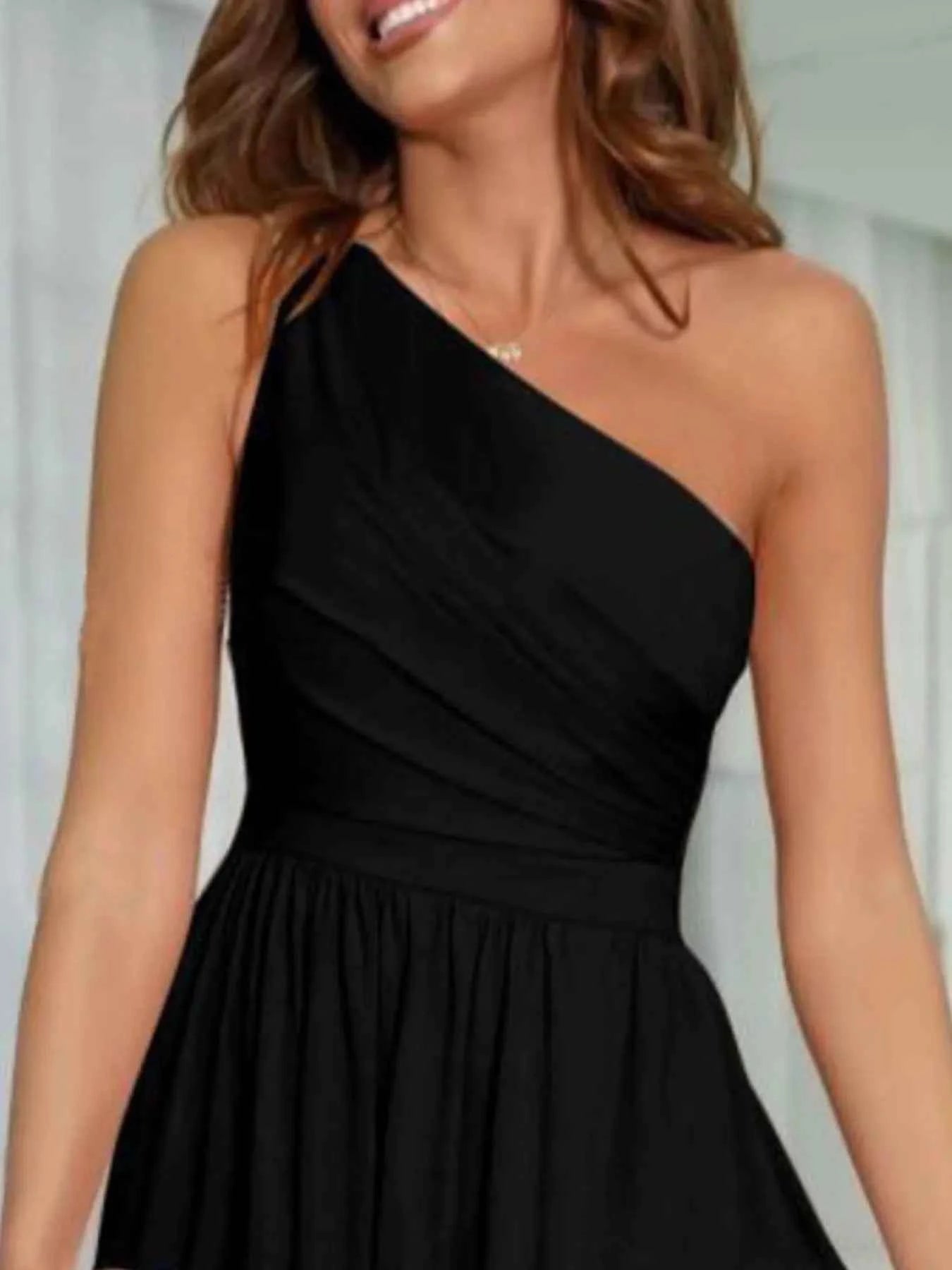One-Shoulder High Slit Dress