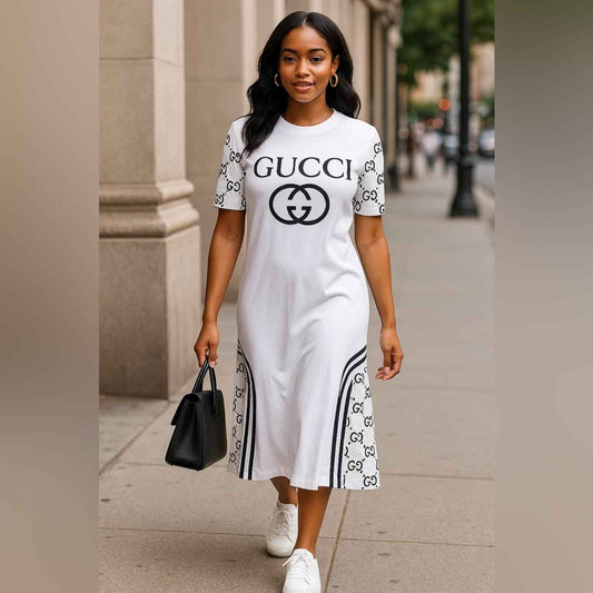 Purple Designer-Inspired Purple T-Shirt Dress with Iconic Stripe Detail (Copy)