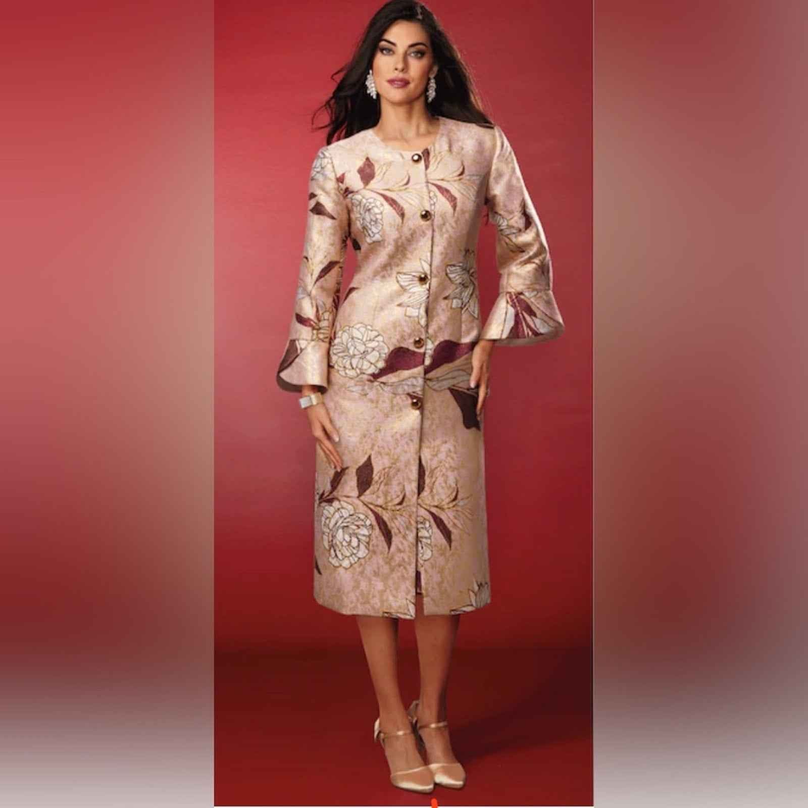 champagne dress and jacket A Line V-Neck Champagne Mother of the Bride Dress with Jacket US16 / Champagne
