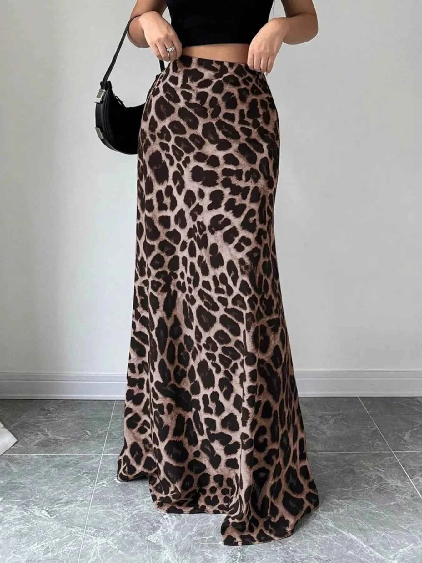 Leopard Print High-Waisted Maxi Skirt