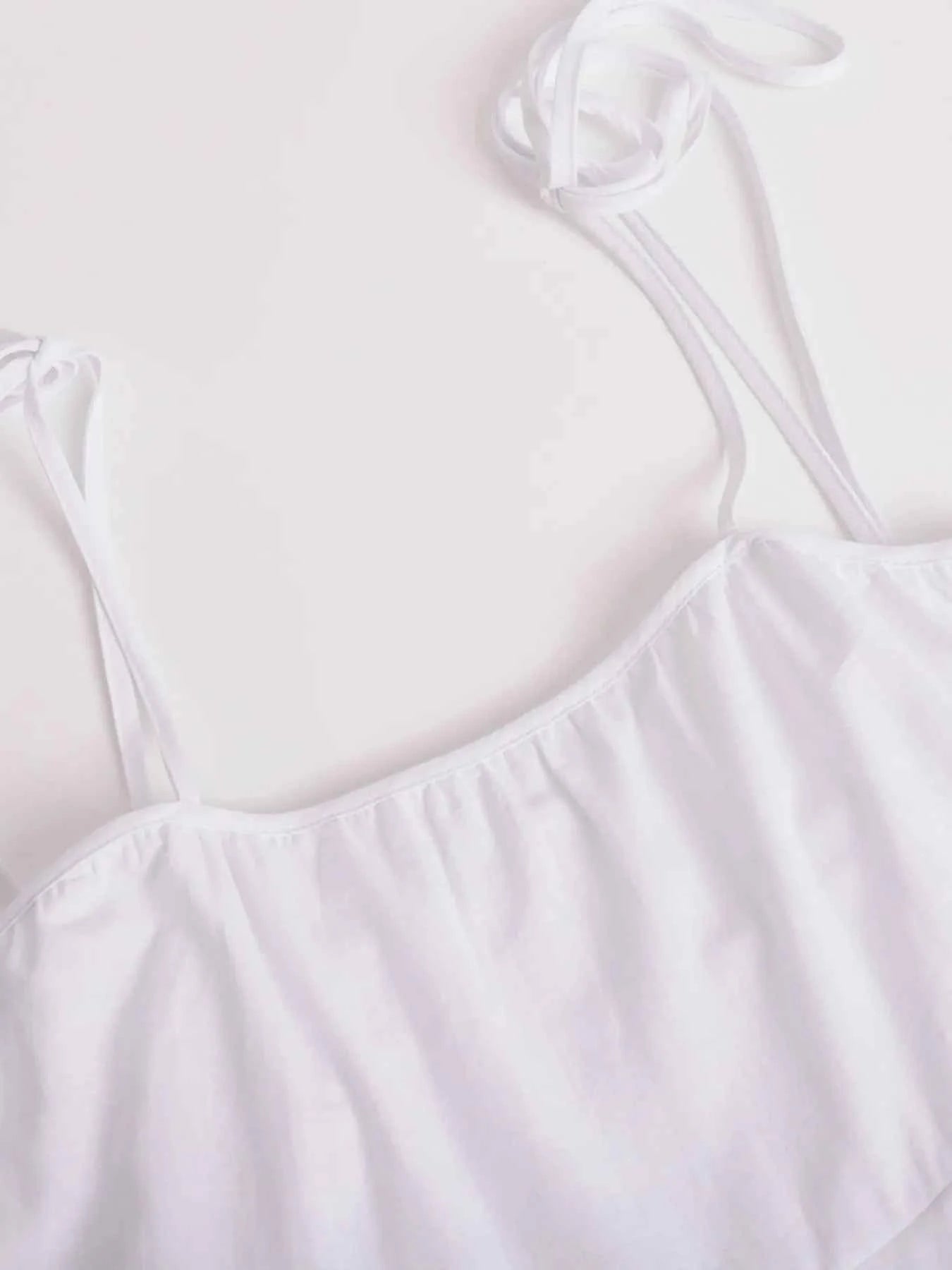 Ruffle Layered Tie Shoulder Cami Dress