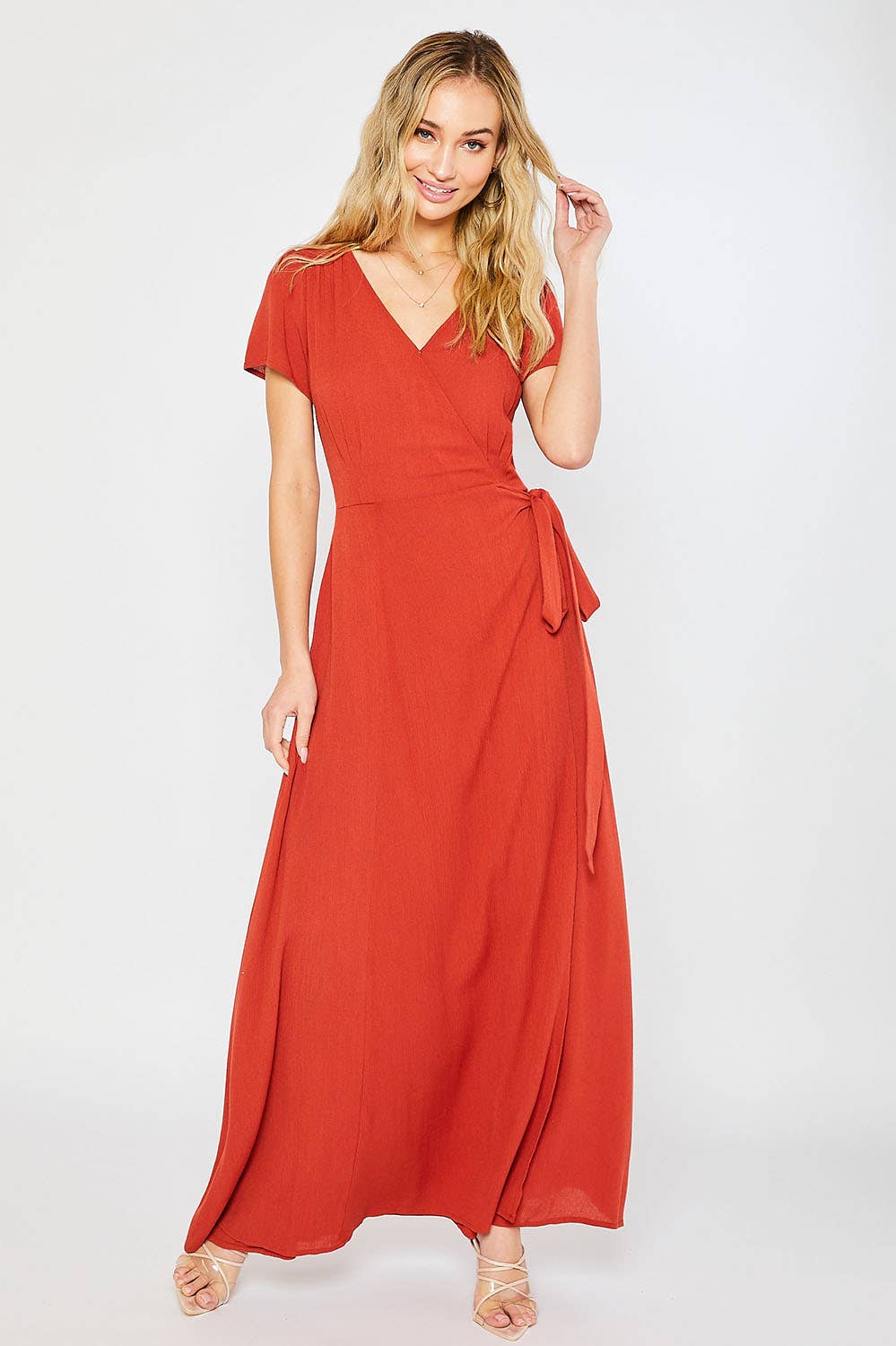 FLOWY MAXI WRAP DRESS