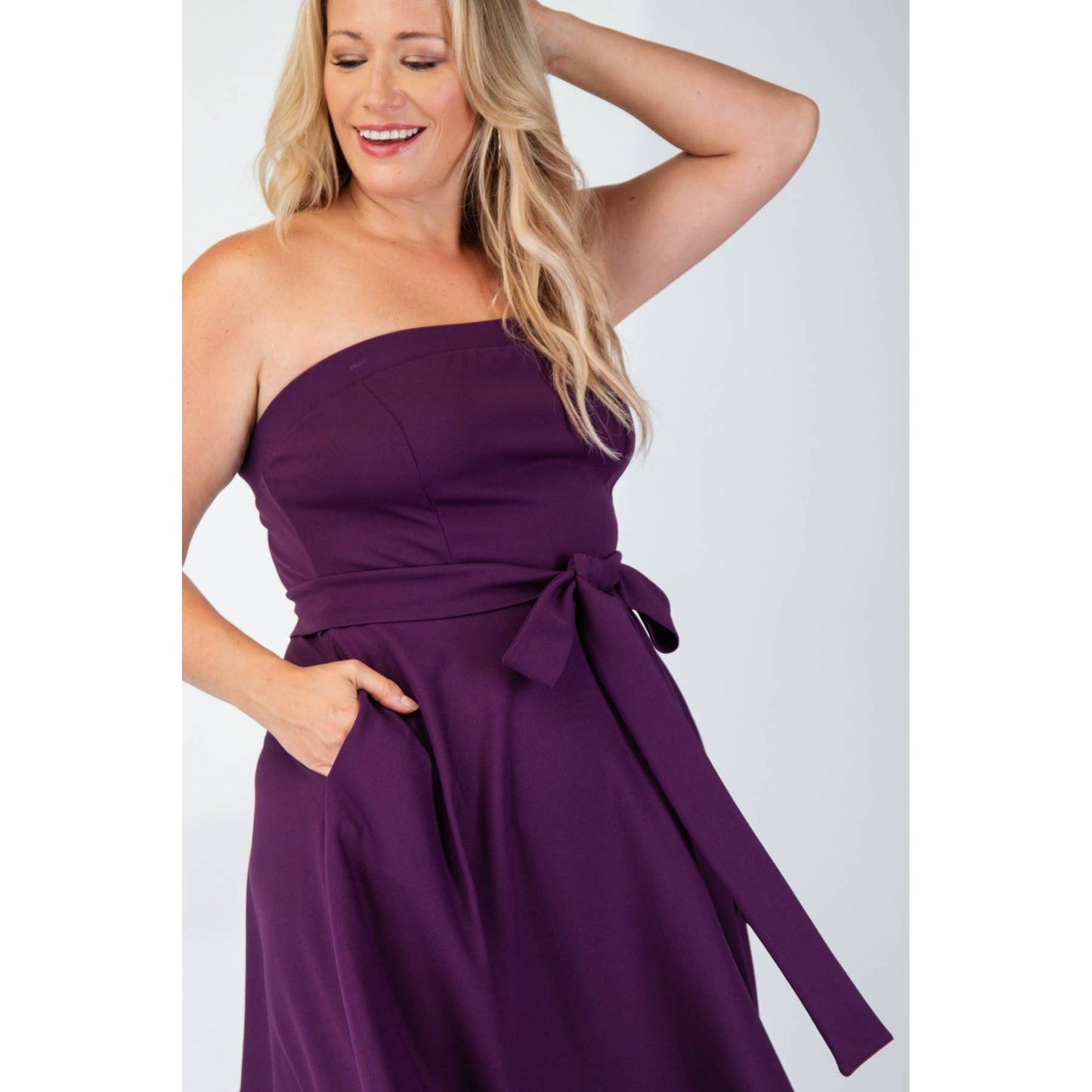 74555cd PLUS SIZE KNIT TUBE MAXI DRESS WITH SELF BELT