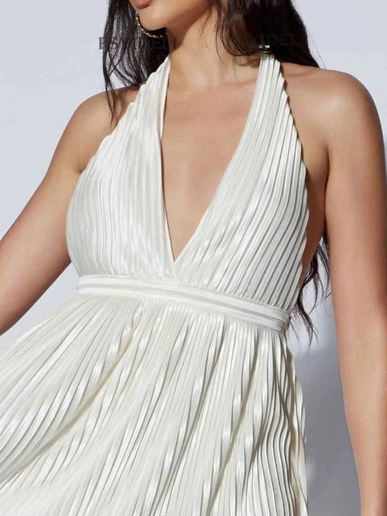 Pleated Halter Neck Mini Dress