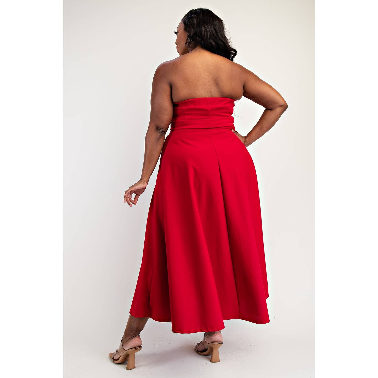 74555cd PLUS SIZE KNIT TUBE MAXI DRESS WITH SELF BELT
