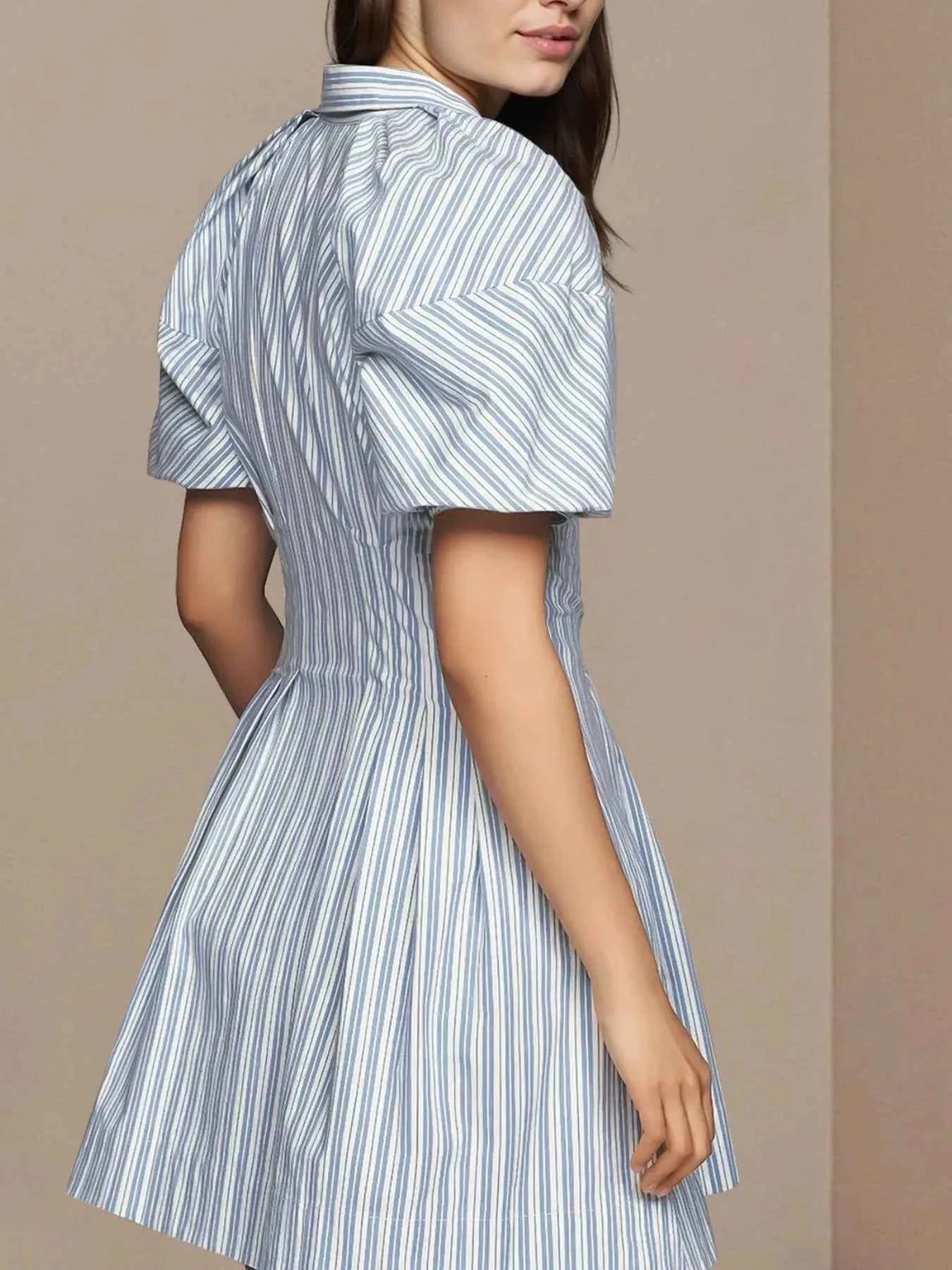 Striped Button Front Shirt Dress