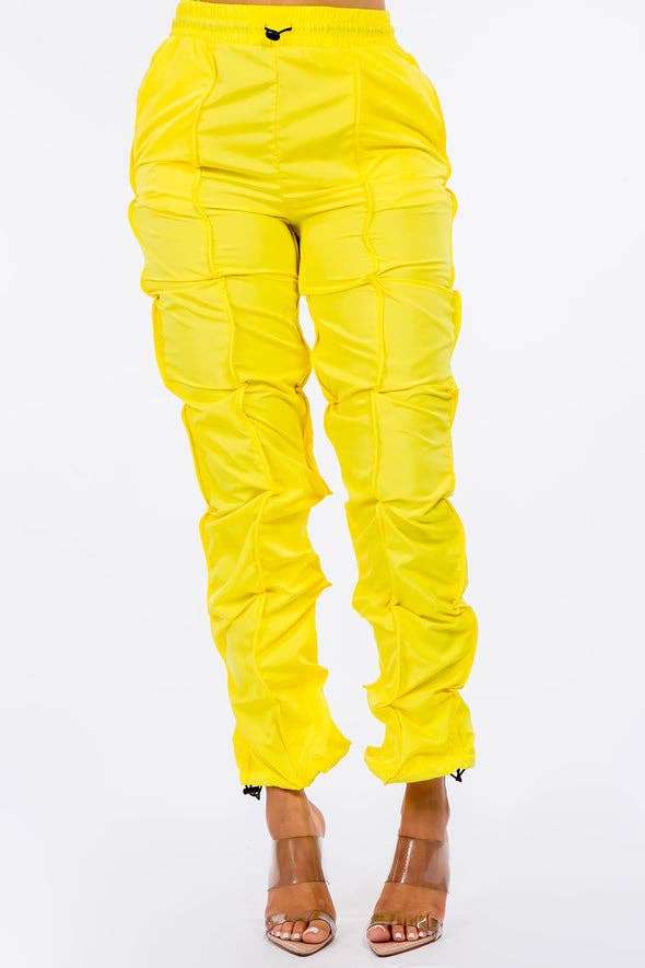 Olive Green Ruched Cargo Jogger Pants | High Waist Streetwear Chic | Sizes S-L