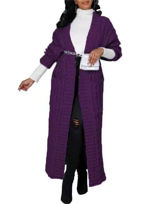Multicolored Long coat knit cardigan