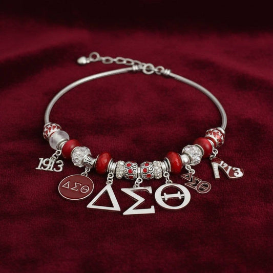 Delta Sigma Theta Snake Chain Luxe Bead and Charm Necklace