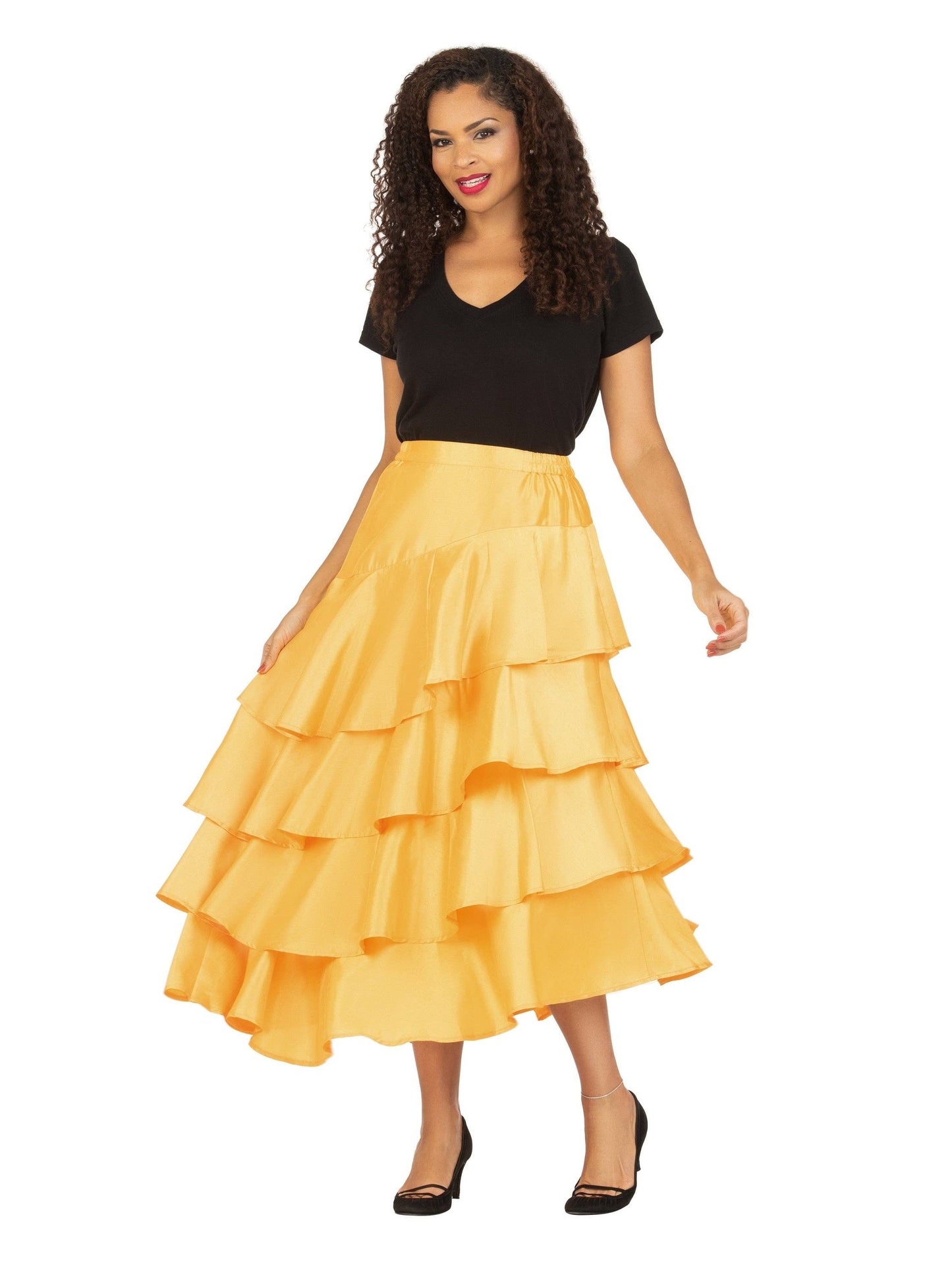 1pc Uneven Sweep Shantung Tiered Skirt