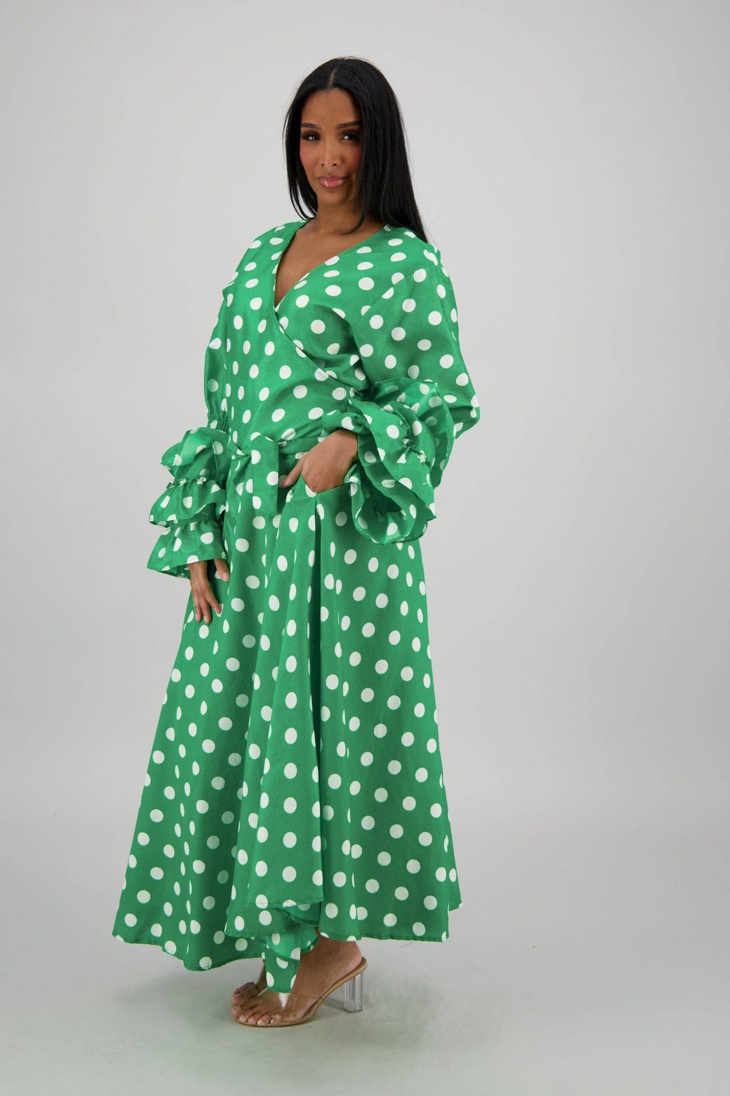 Polka Dot Wrap Dress (3 Colors) 241624-B090