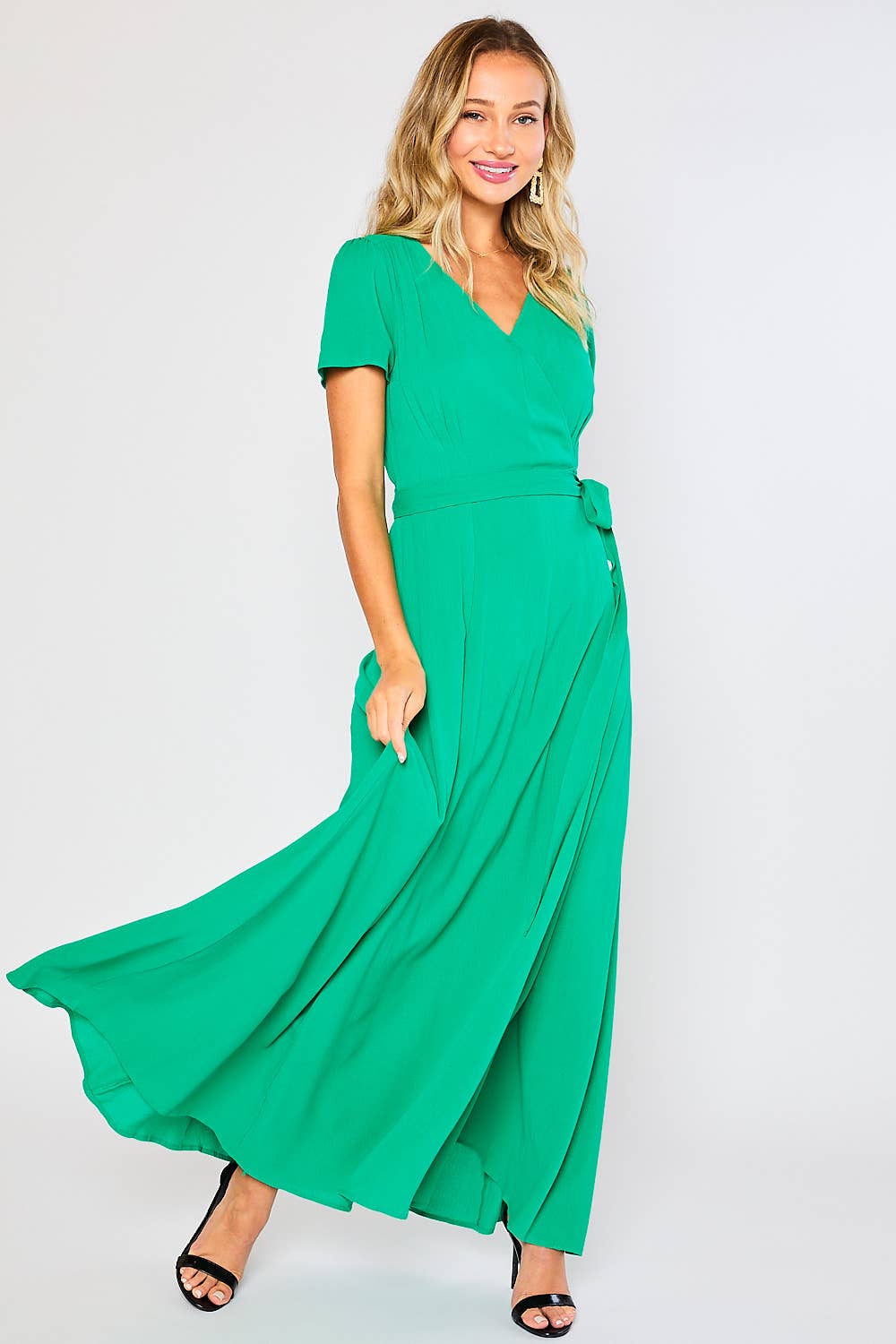 FLOWY MAXI WRAP DRESS