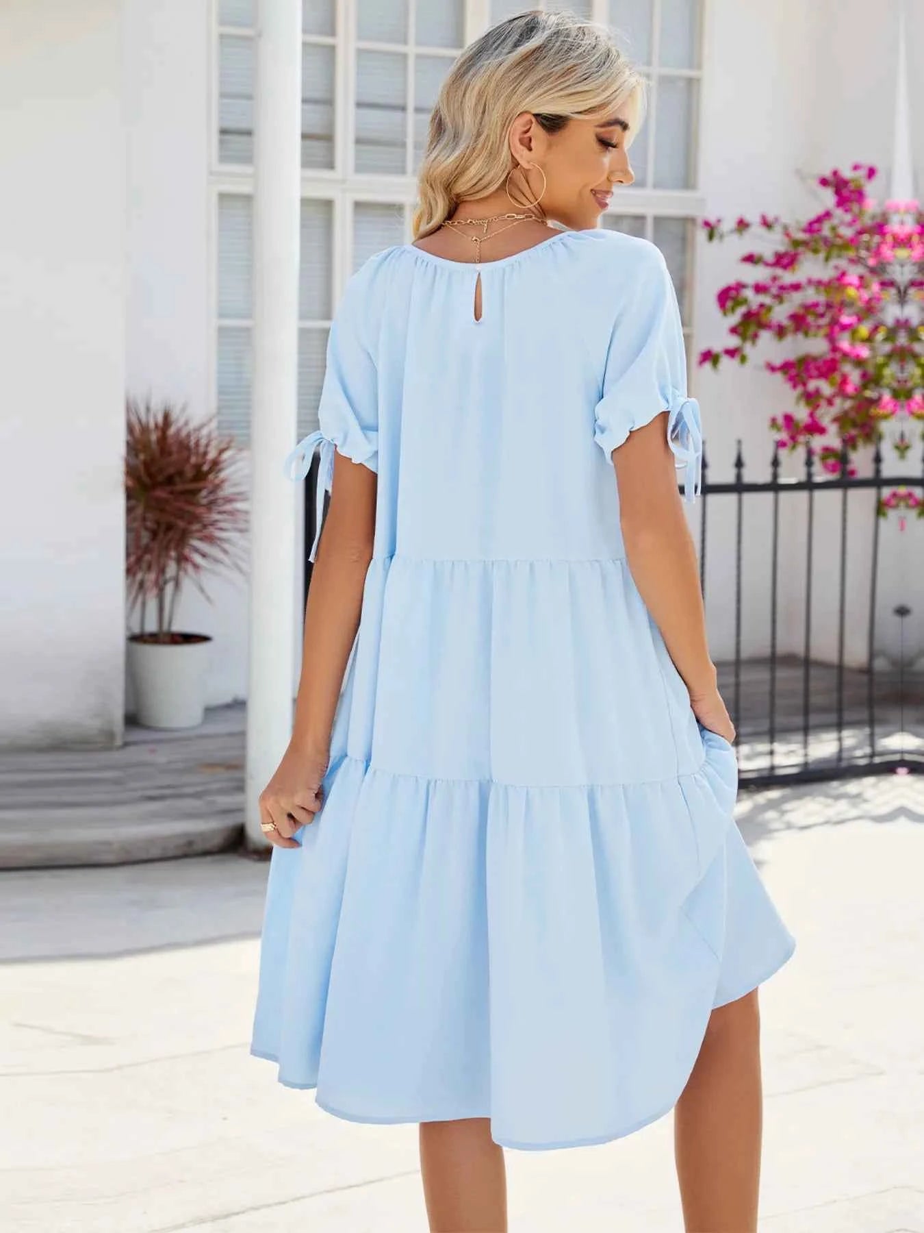 Tiered Round Neck Summer Dress