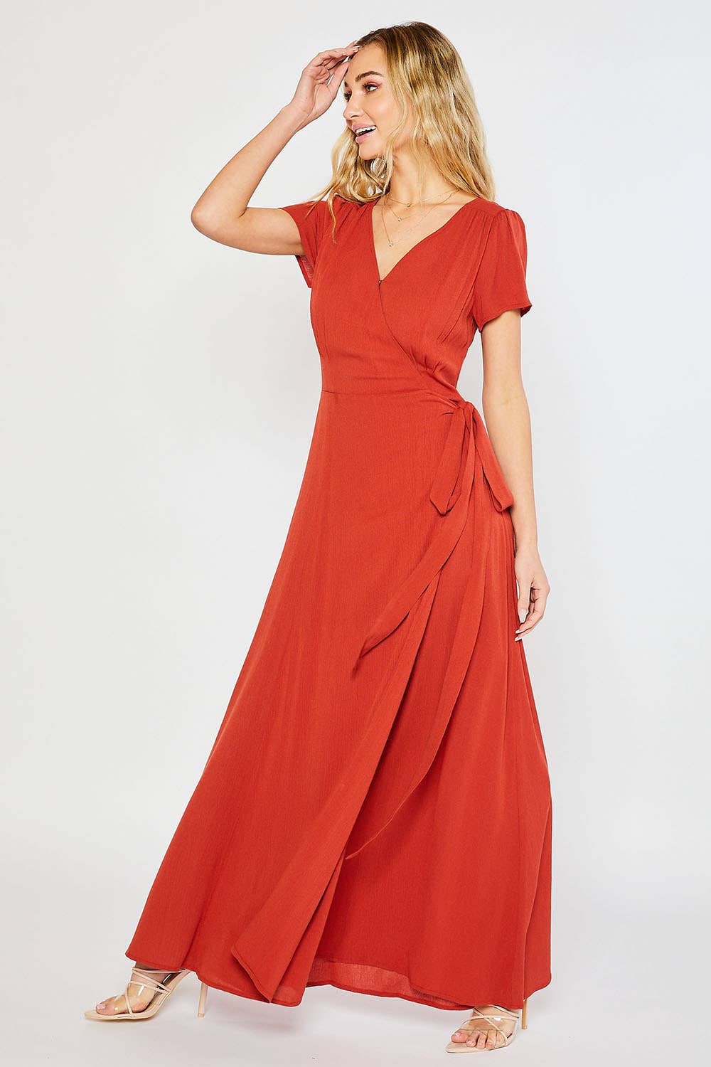 FLOWY MAXI WRAP DRESS