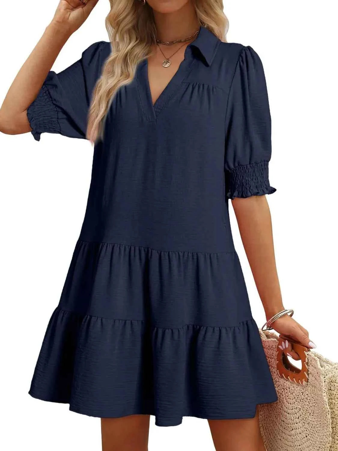Johnny Collar Short Sleeve Mini Dress