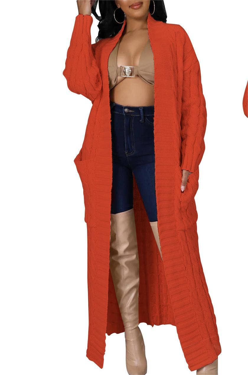 Multicolored Long coat knit cardigan