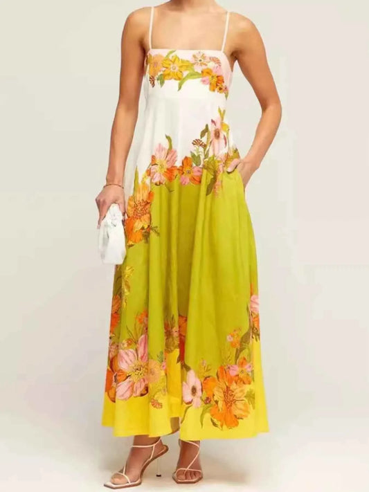Tropical Floral Gradient Maxi Cami Dress