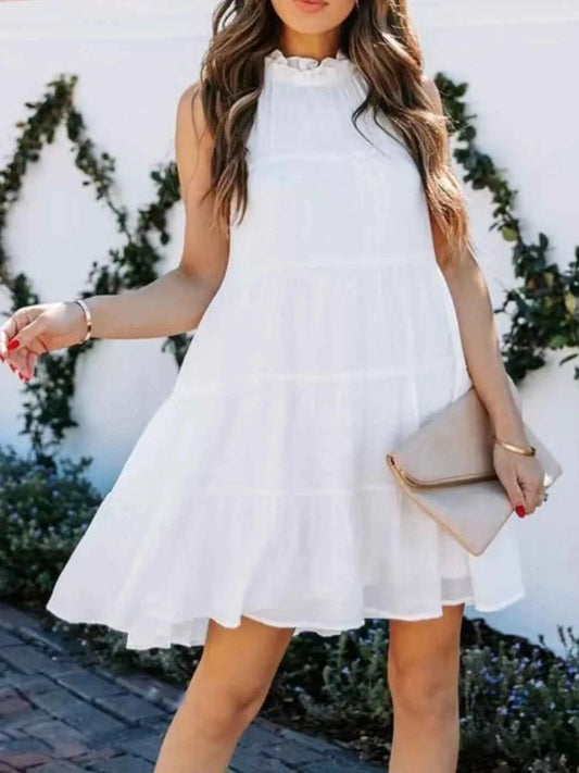 Tiered Sleeveless Tie Back Mini Dress