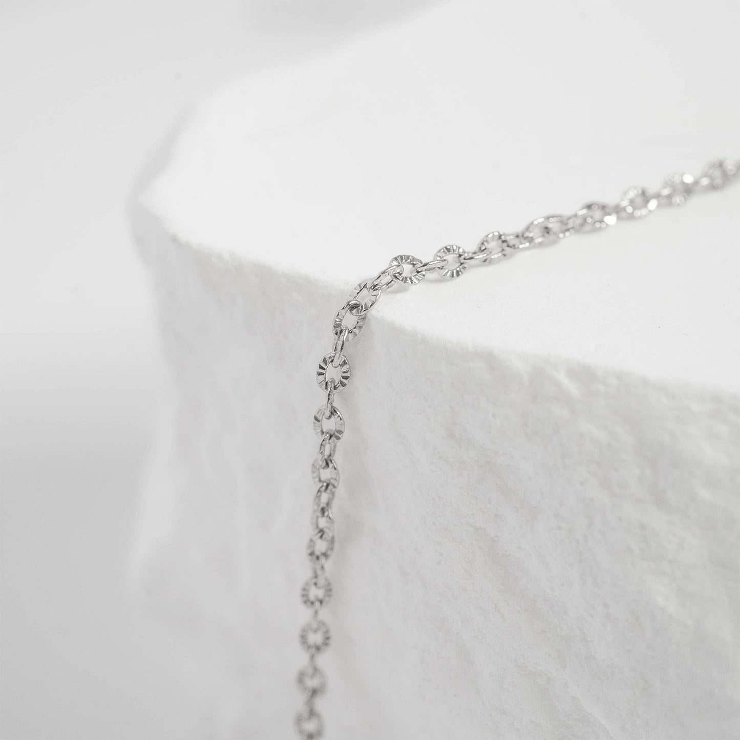 Stainless Steel Crimped Oval Chain Necklace
