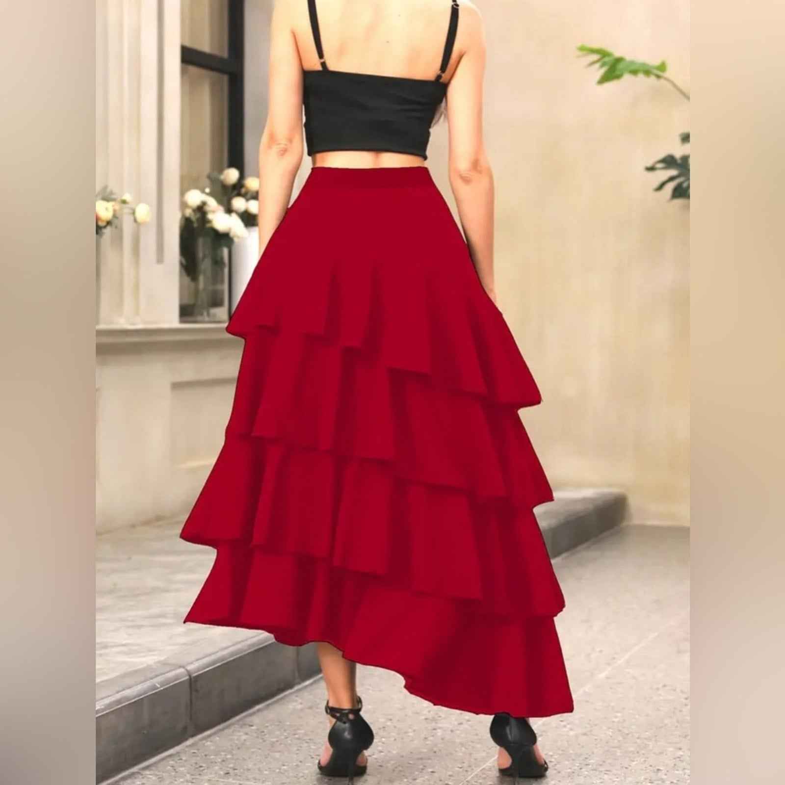 Elegant Ruffle Hem Tiered Skirt - High Waist Perfect for Womens Curvy Figure