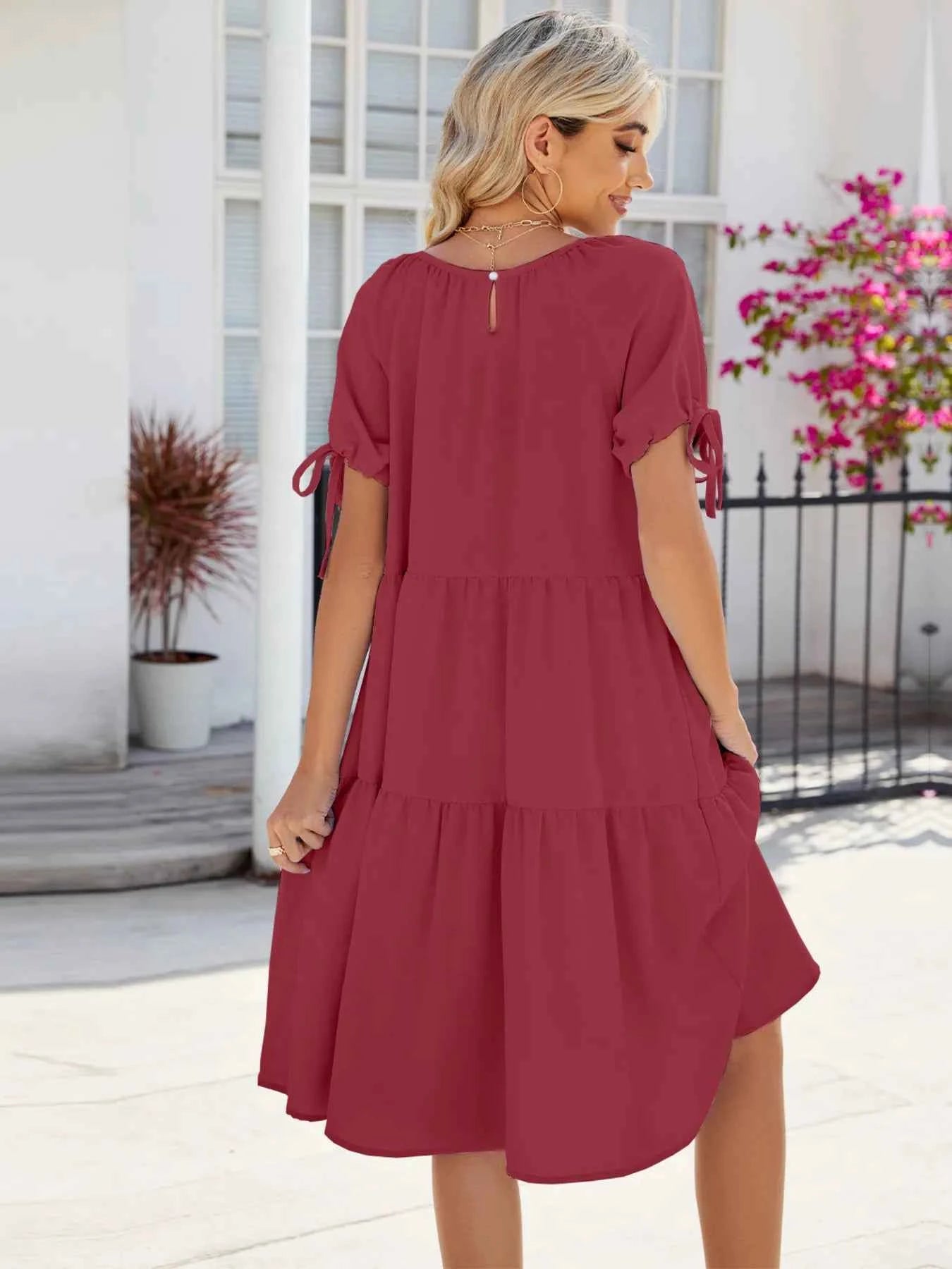 Tiered Round Neck Summer Dress