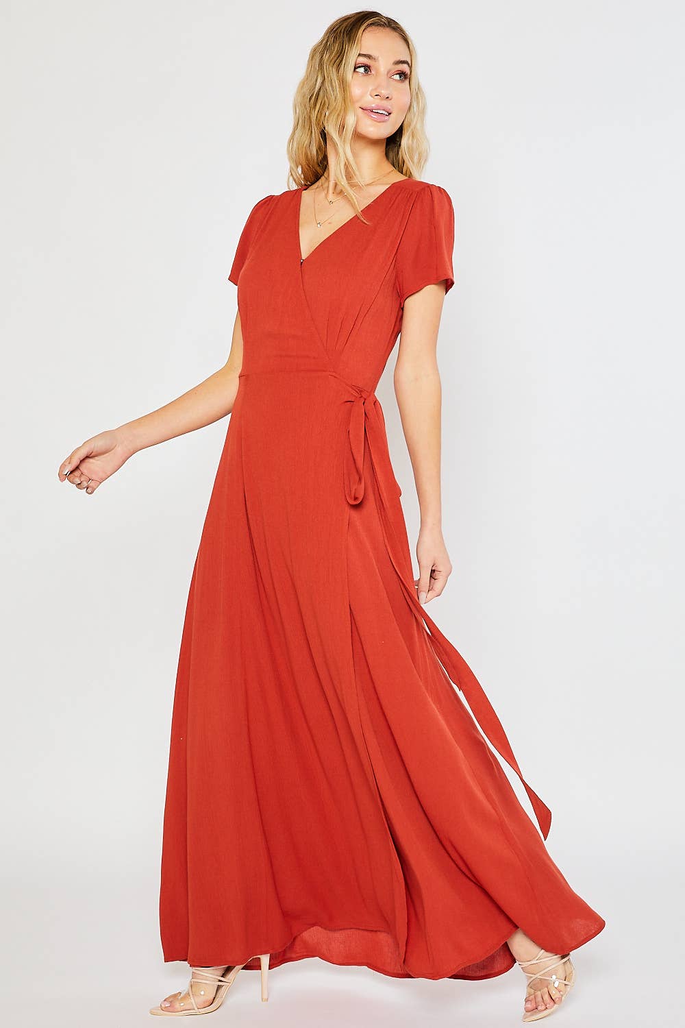 FLOWY MAXI WRAP DRESS