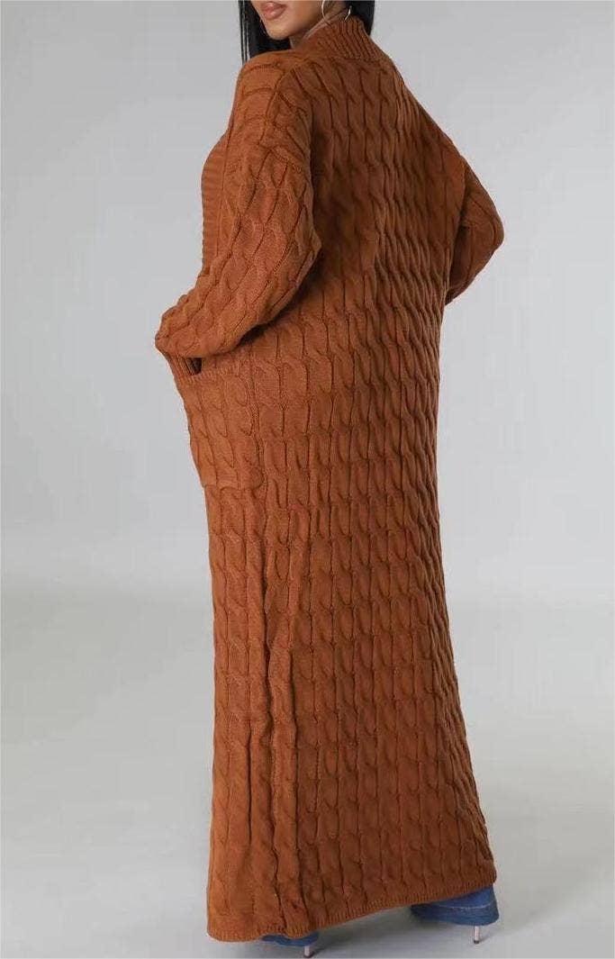 Multicolored Long coat knit cardigan