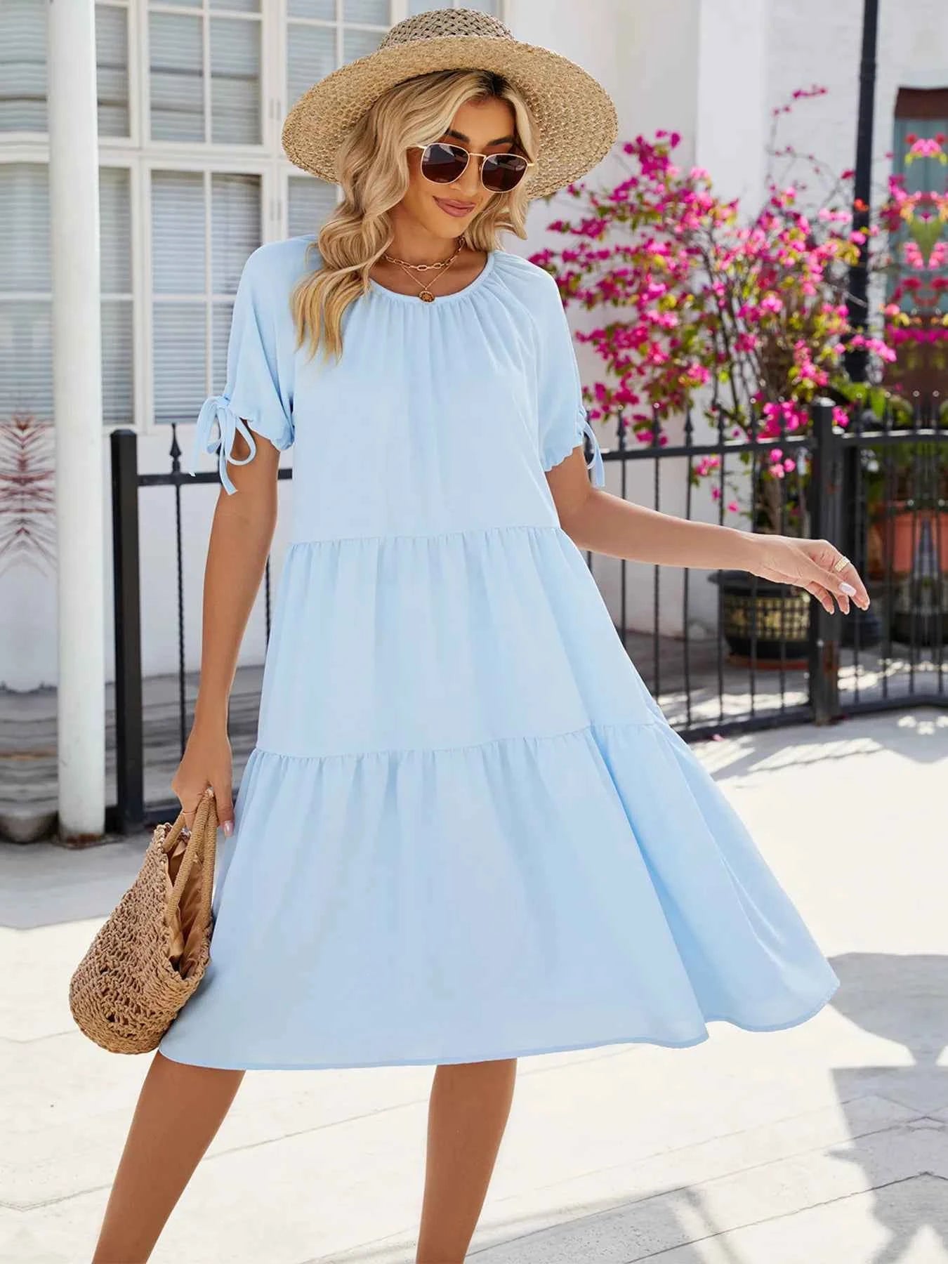 Tiered Round Neck Summer Dress