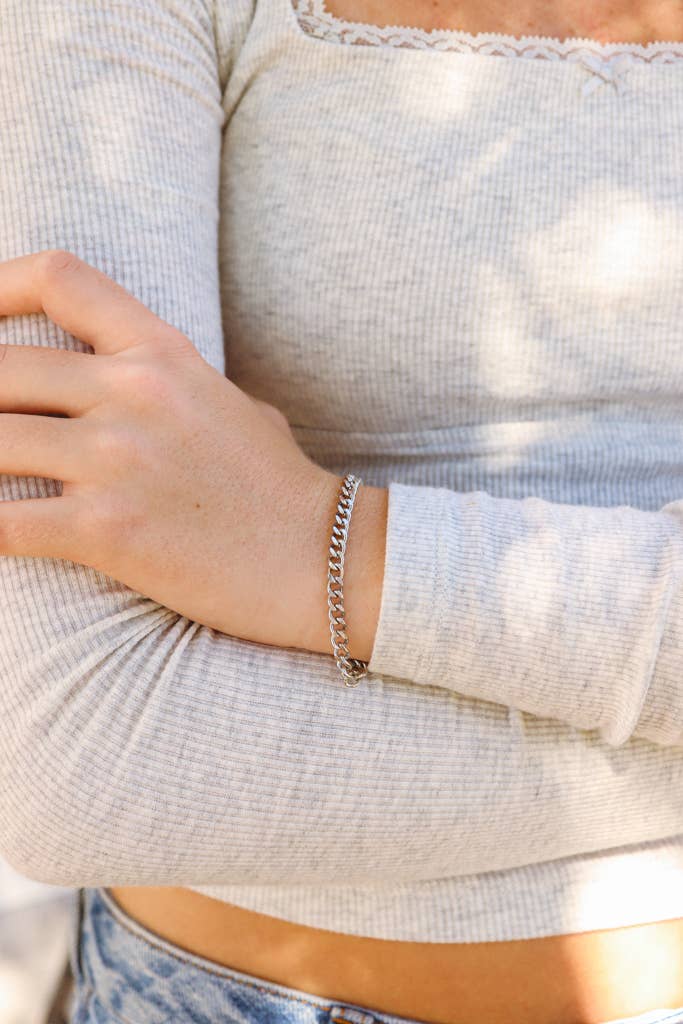 Stainless Steel Diamond Cut Curb Chain Bracelet or Anklet