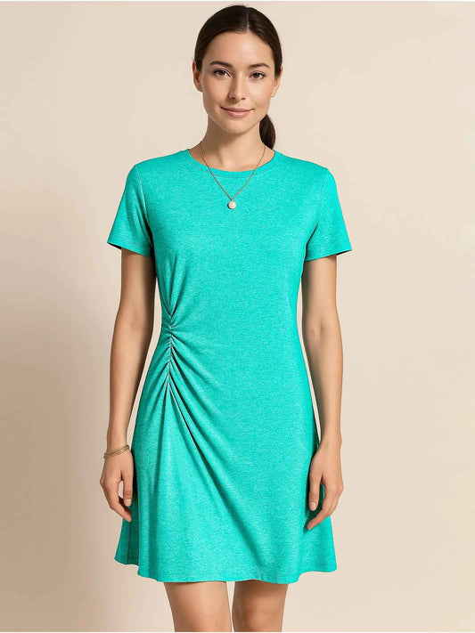 Ruched Short Sleeve Mini Tee Dress