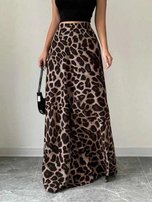 Leopard Print High-Waisted Maxi Skirt