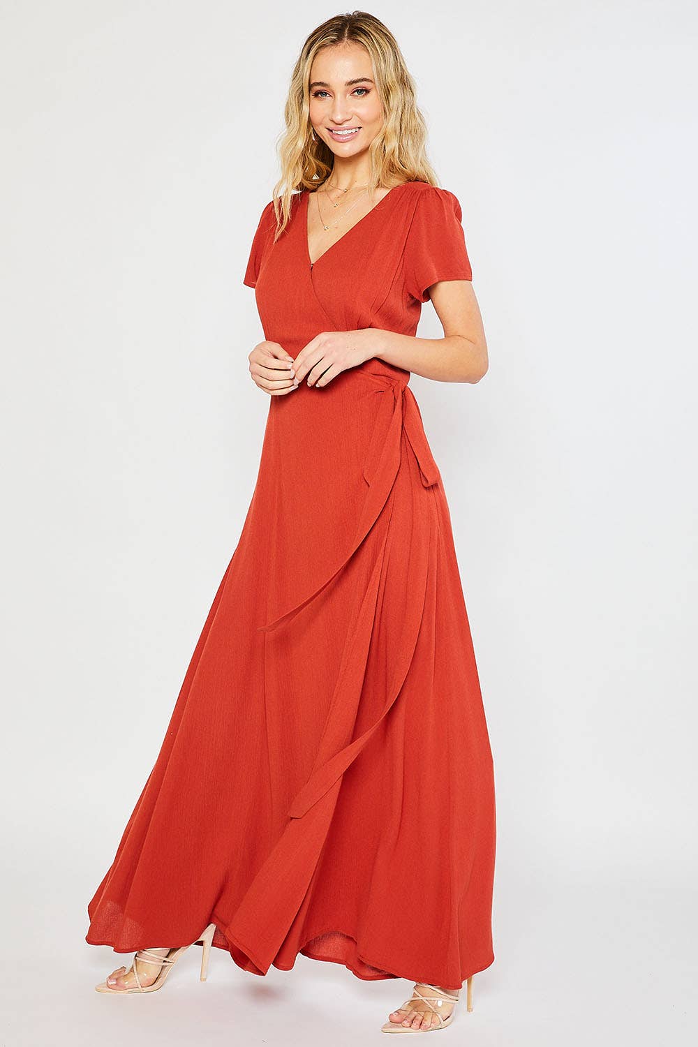FLOWY MAXI WRAP DRESS
