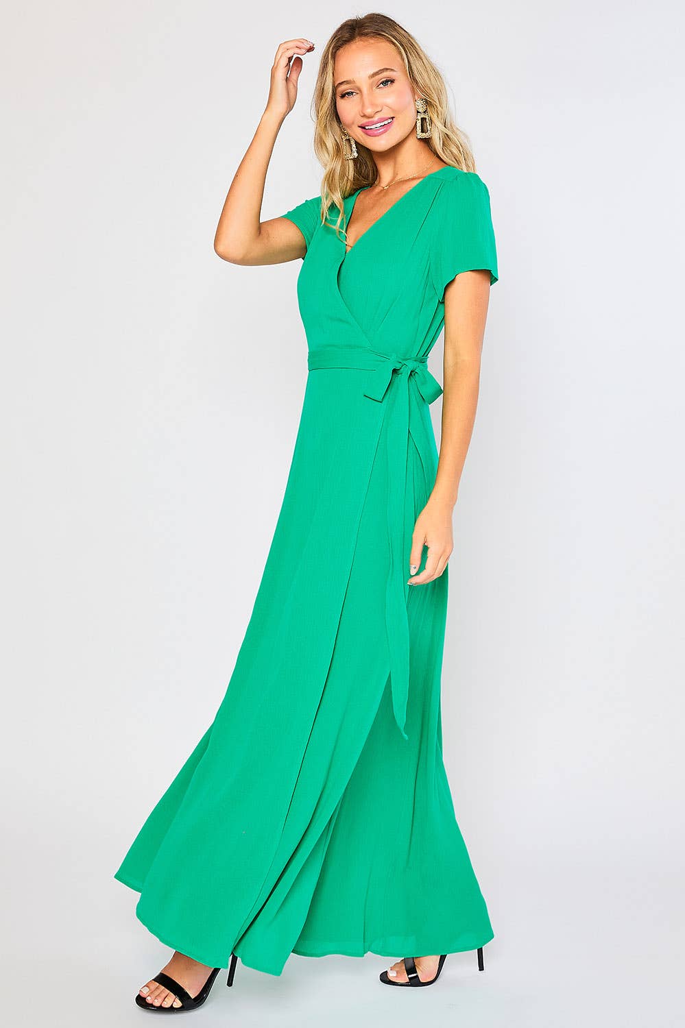 FLOWY MAXI WRAP DRESS