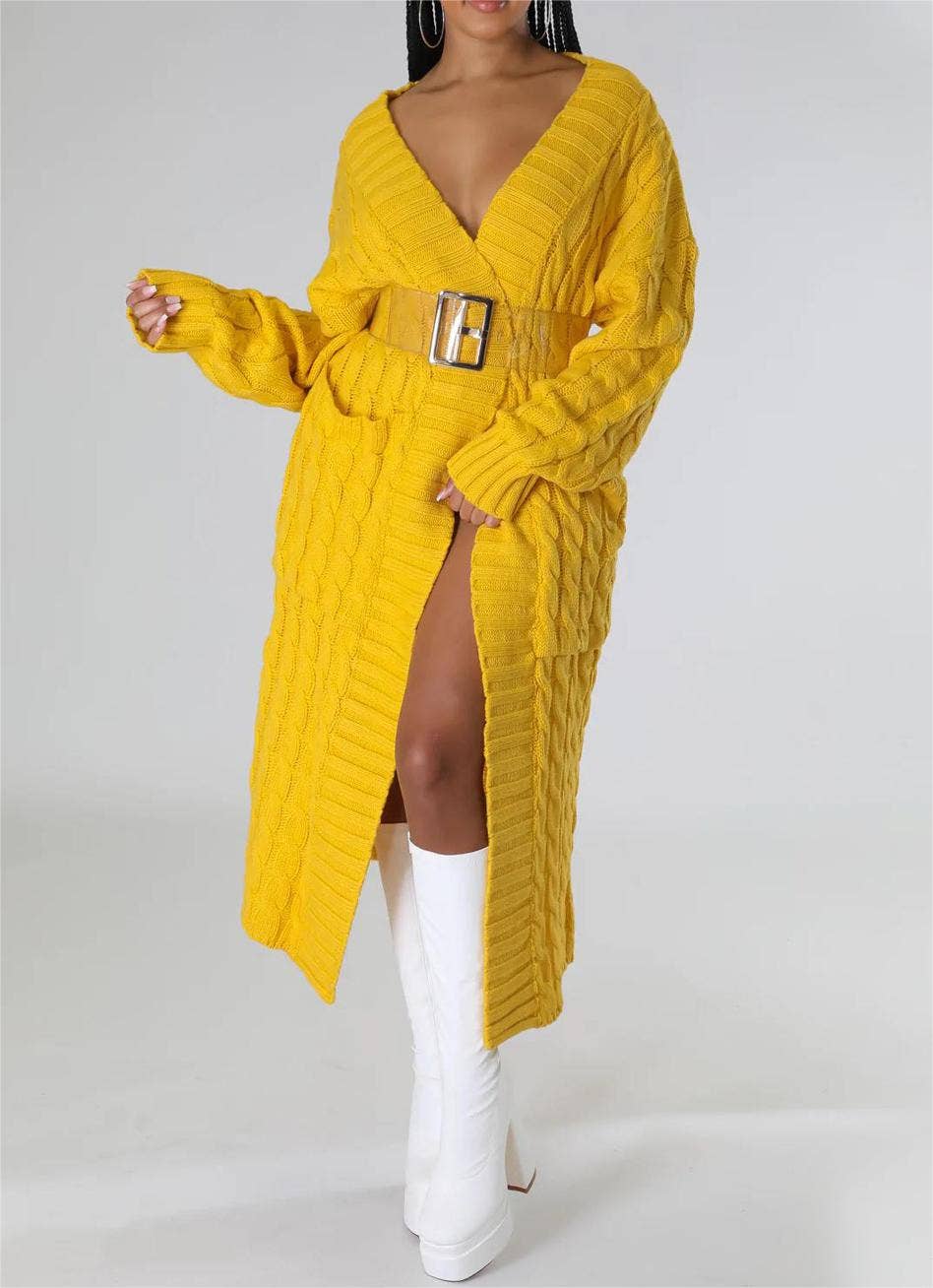 Multicolored Long coat knit cardigan