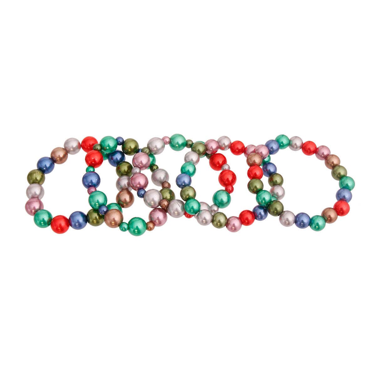 Dark Multi-Color Pearl Bracelet Set – 5-Piece Stretch Bracelets