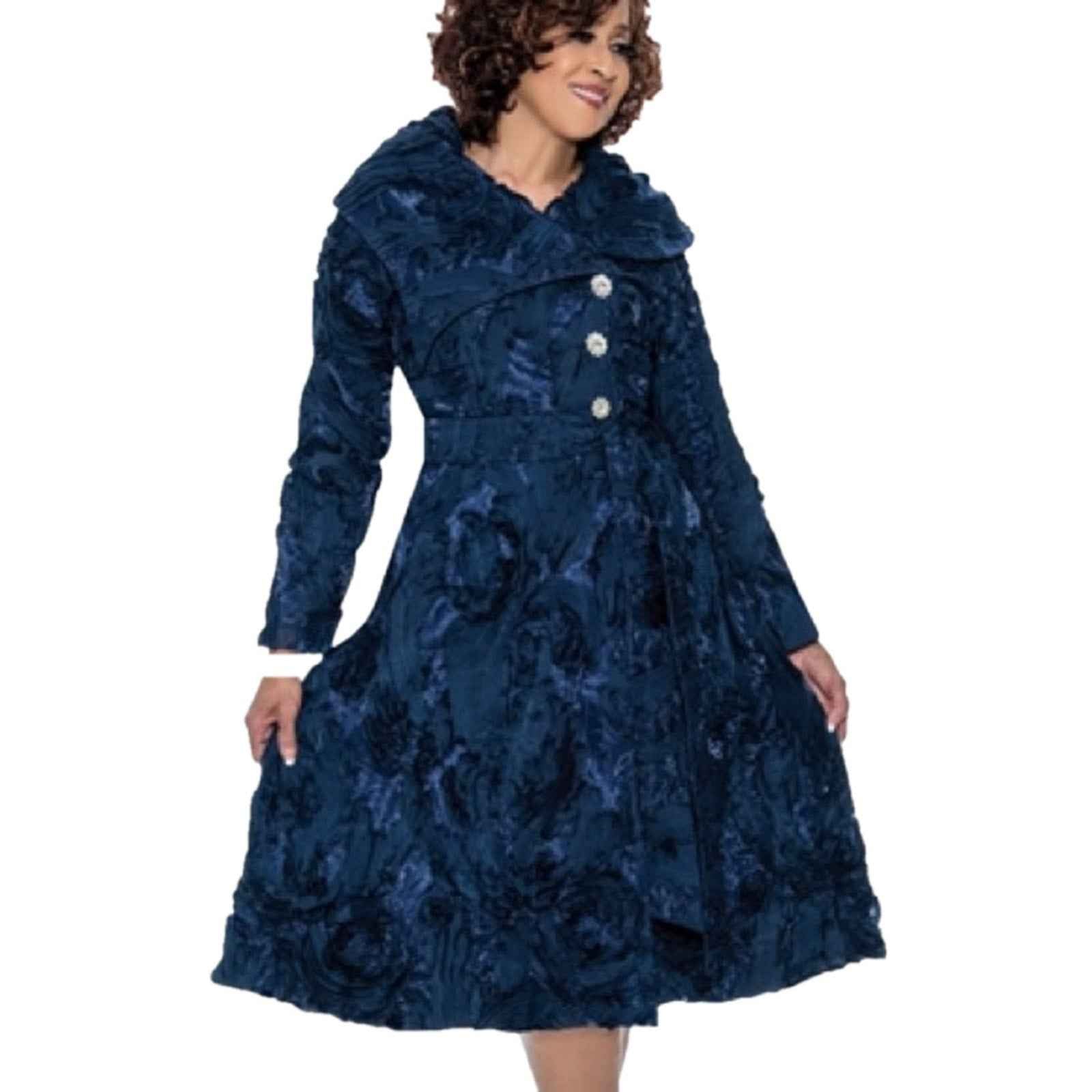 Dorinda Clark Cole Blue A-Line Long Sleeve Dress for Wedding Guest