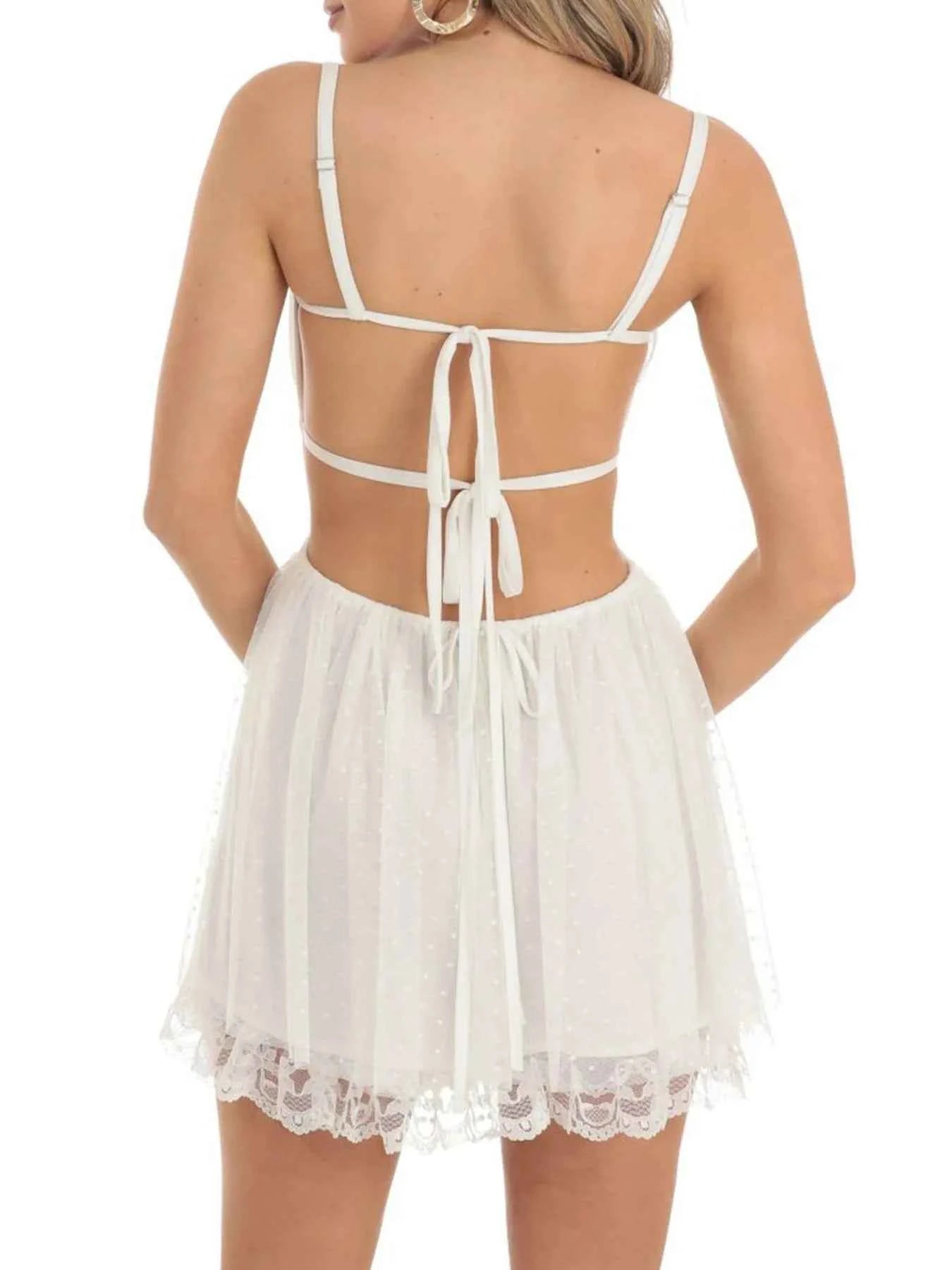 Lace Backless Mini Cami Dress