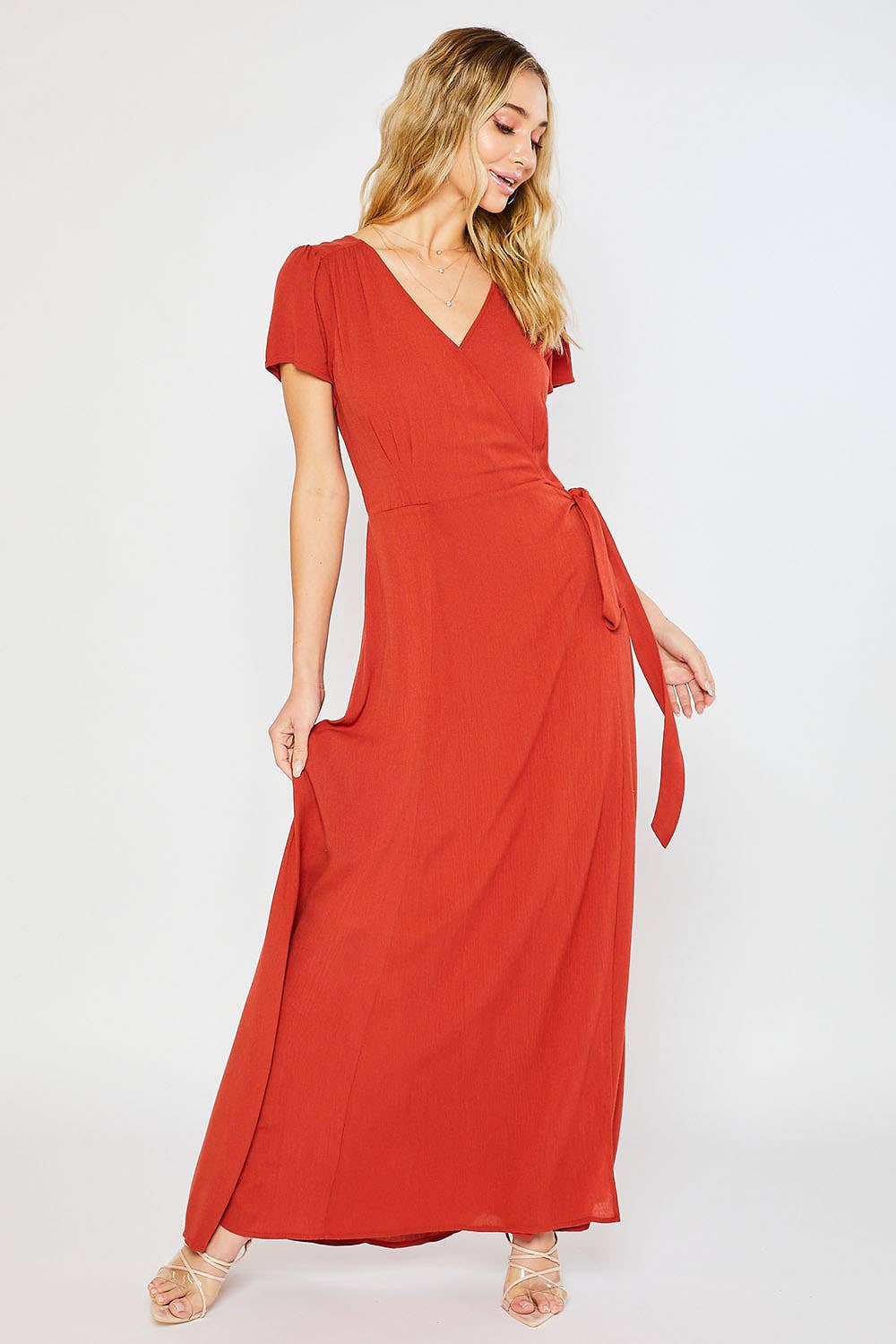 FLOWY MAXI WRAP DRESS