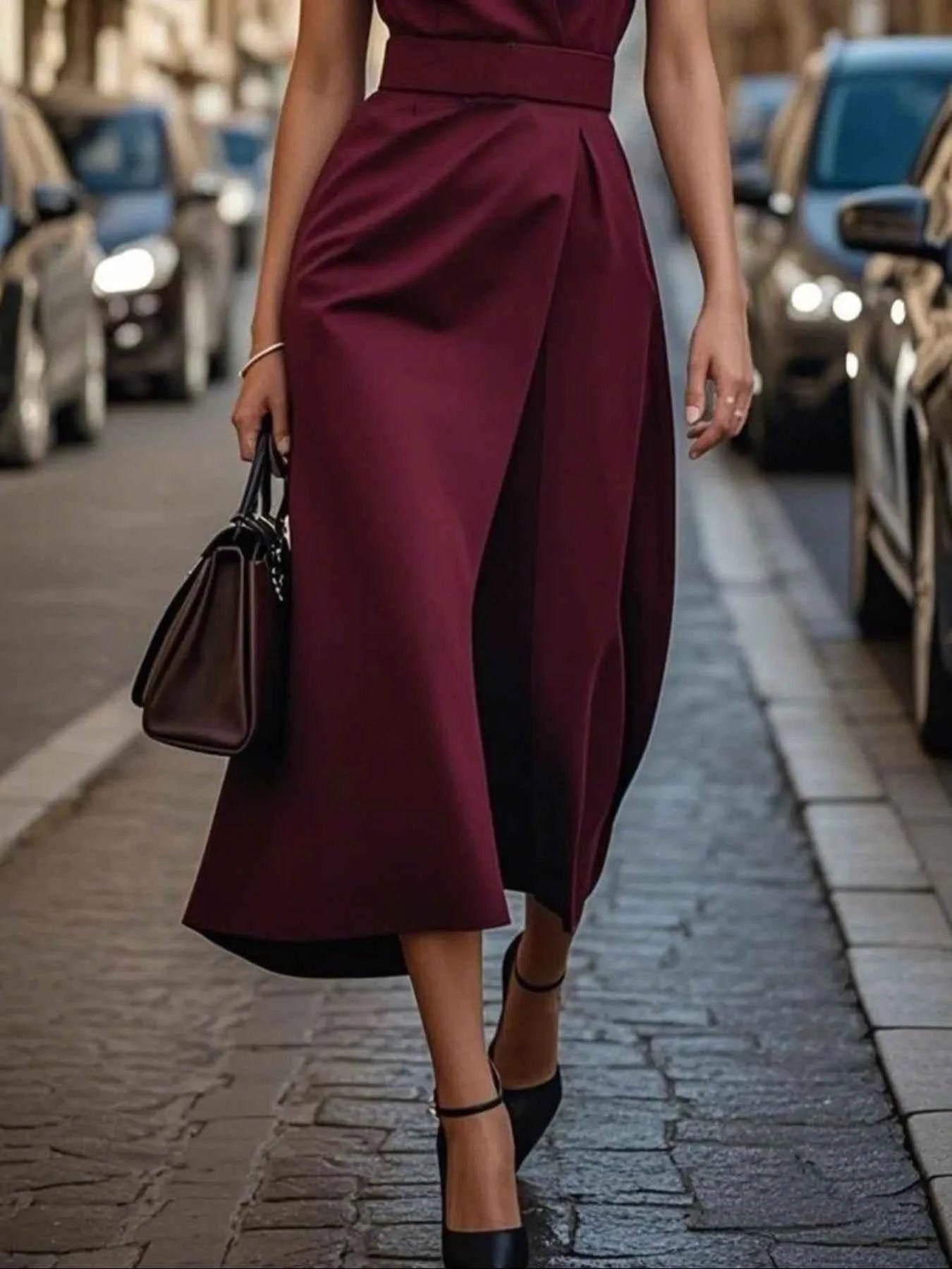 Round Neck Sleeveless Midi Dress