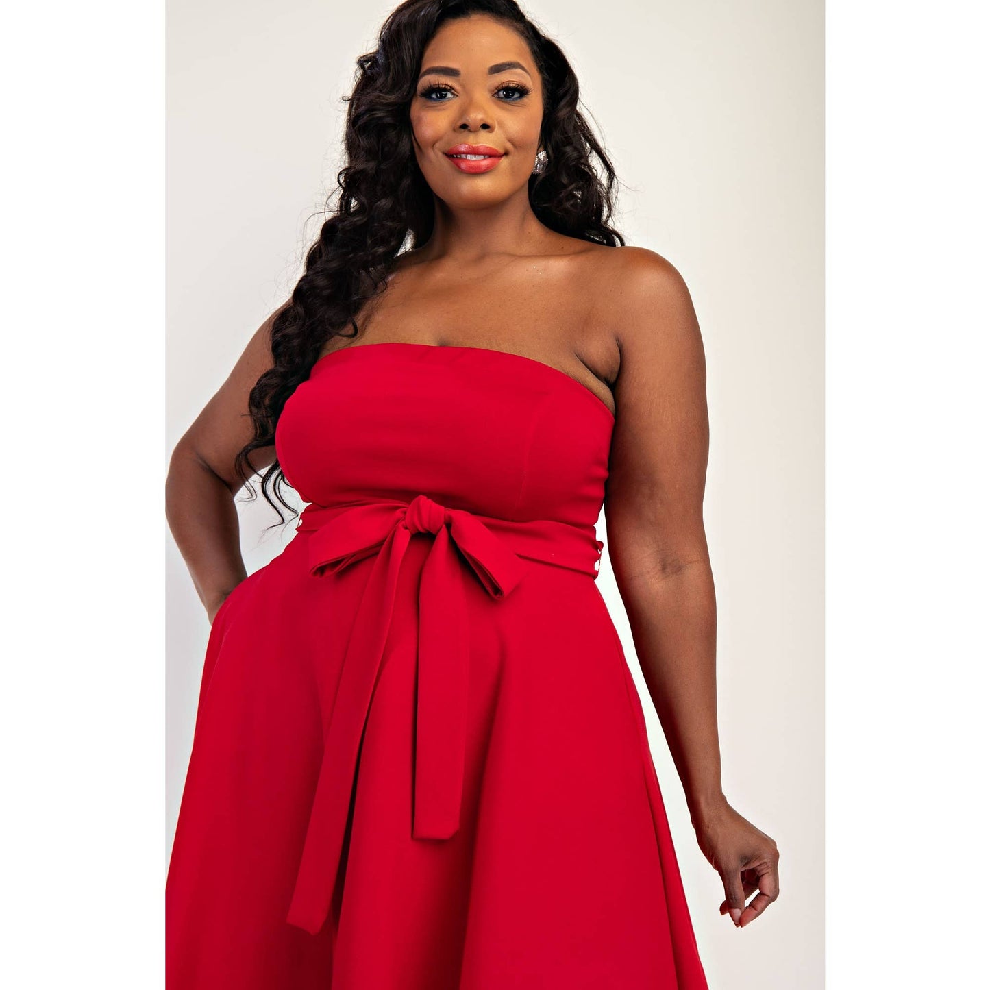 74555cd PLUS SIZE KNIT TUBE MAXI DRESS WITH SELF BELT