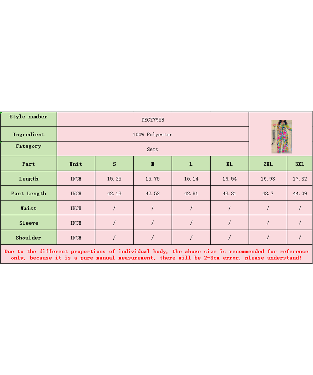 Vibrant Printed Two-Piece Lapel Lace-Up Shirt Wide-Leg Pant Suit