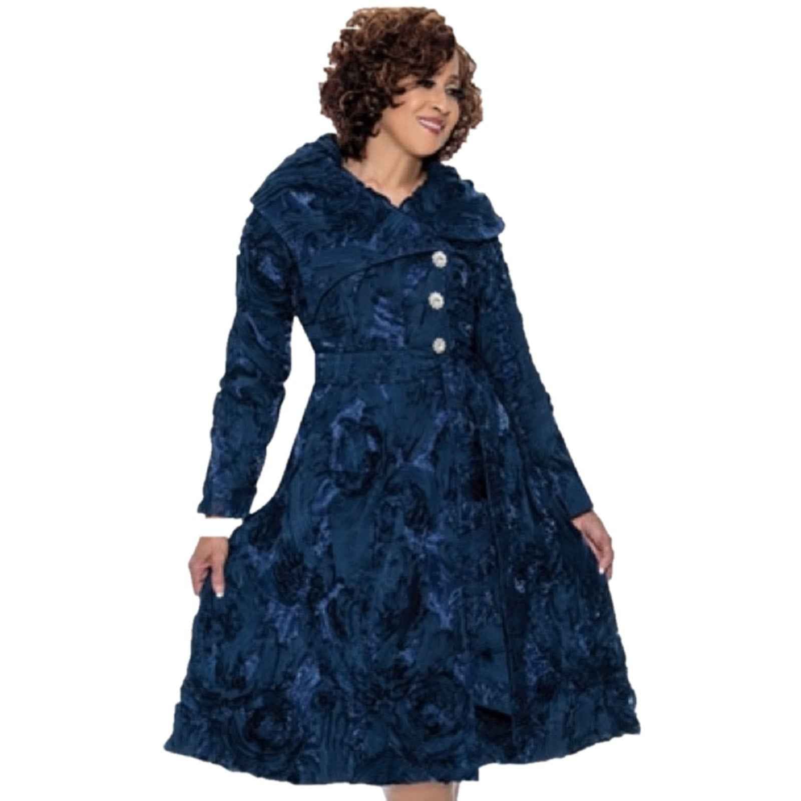 Dorinda Clark Cole Blue A-Line Long Sleeve Dress for Wedding Guest