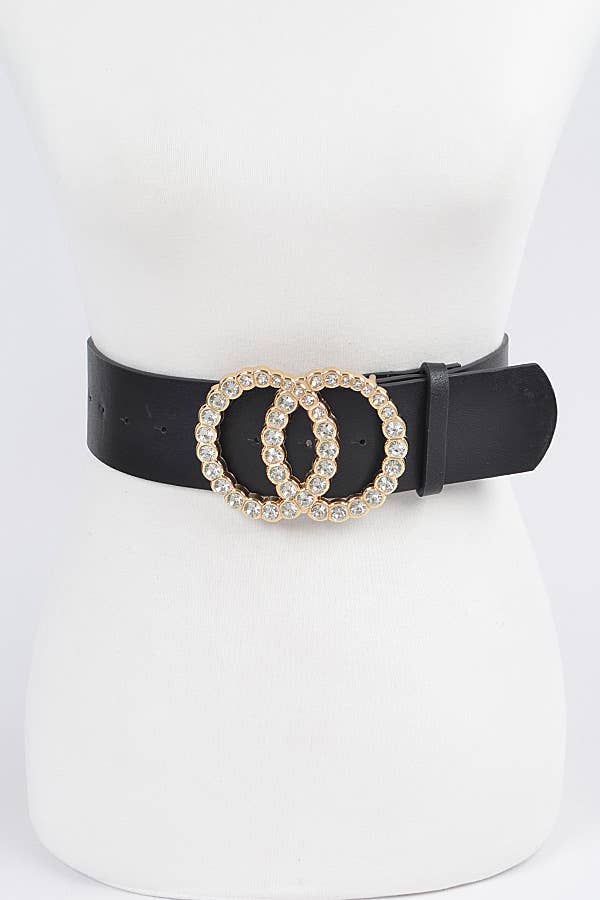 Rhinestone Filled Double Ring Belt
