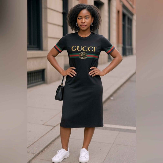 Purple Designer-Inspired Purple T-Shirt Dress with Iconic Stripe Detail (Copy)