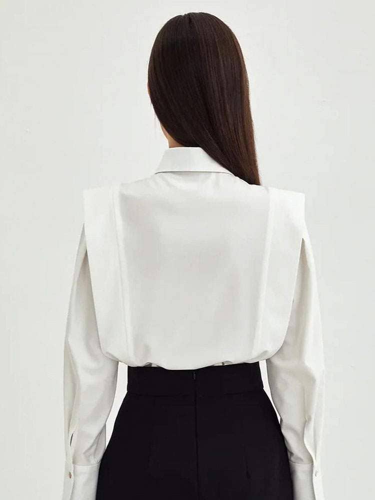 Polyester turndown collar casual long sleeves tops